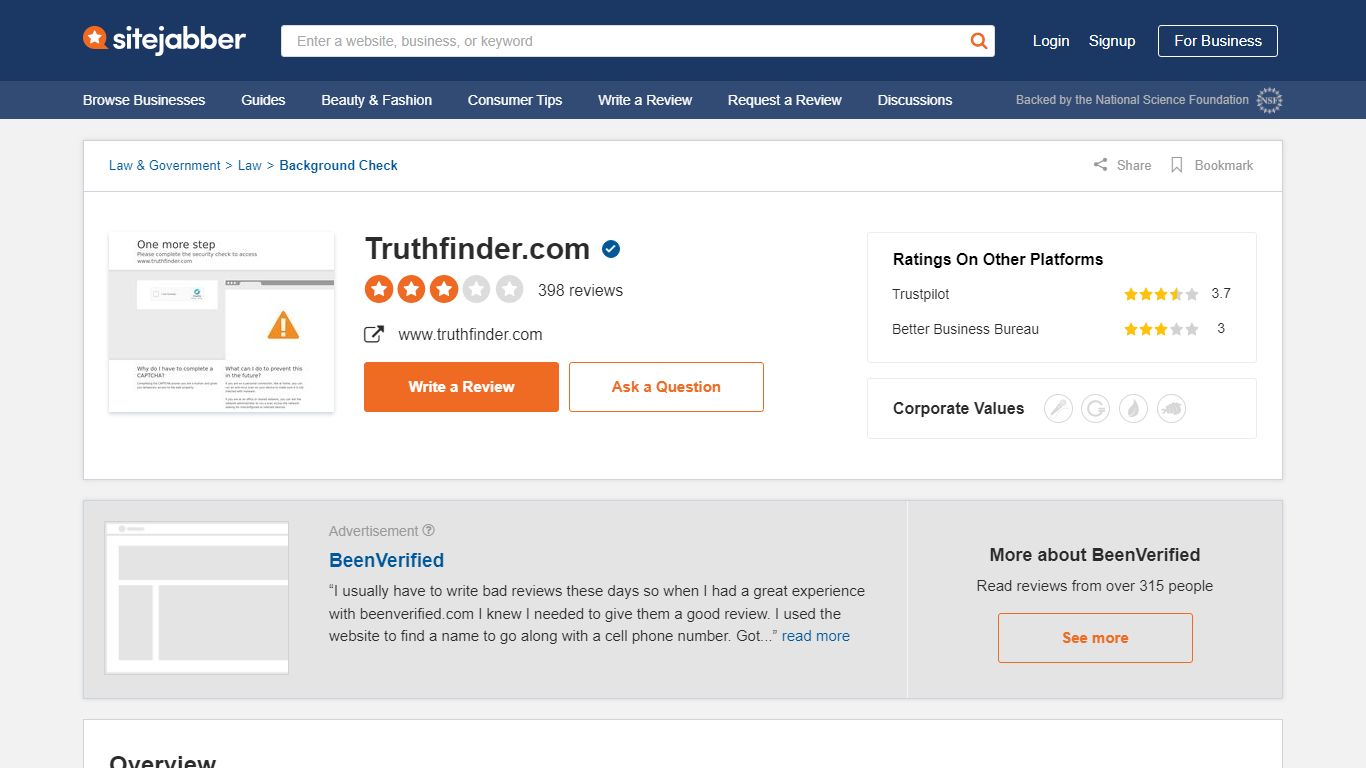 391 Reviews of Truthfinder.com - Sitejabber